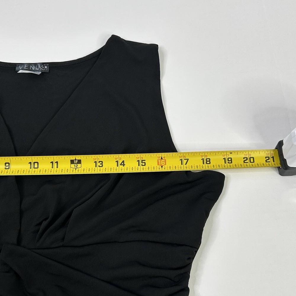 Venus Sleeveless Blouse Women's Large V-Neck Black Y2K Style - Picture 6 of 10